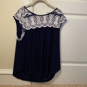 Blue and white sleeveless top!
